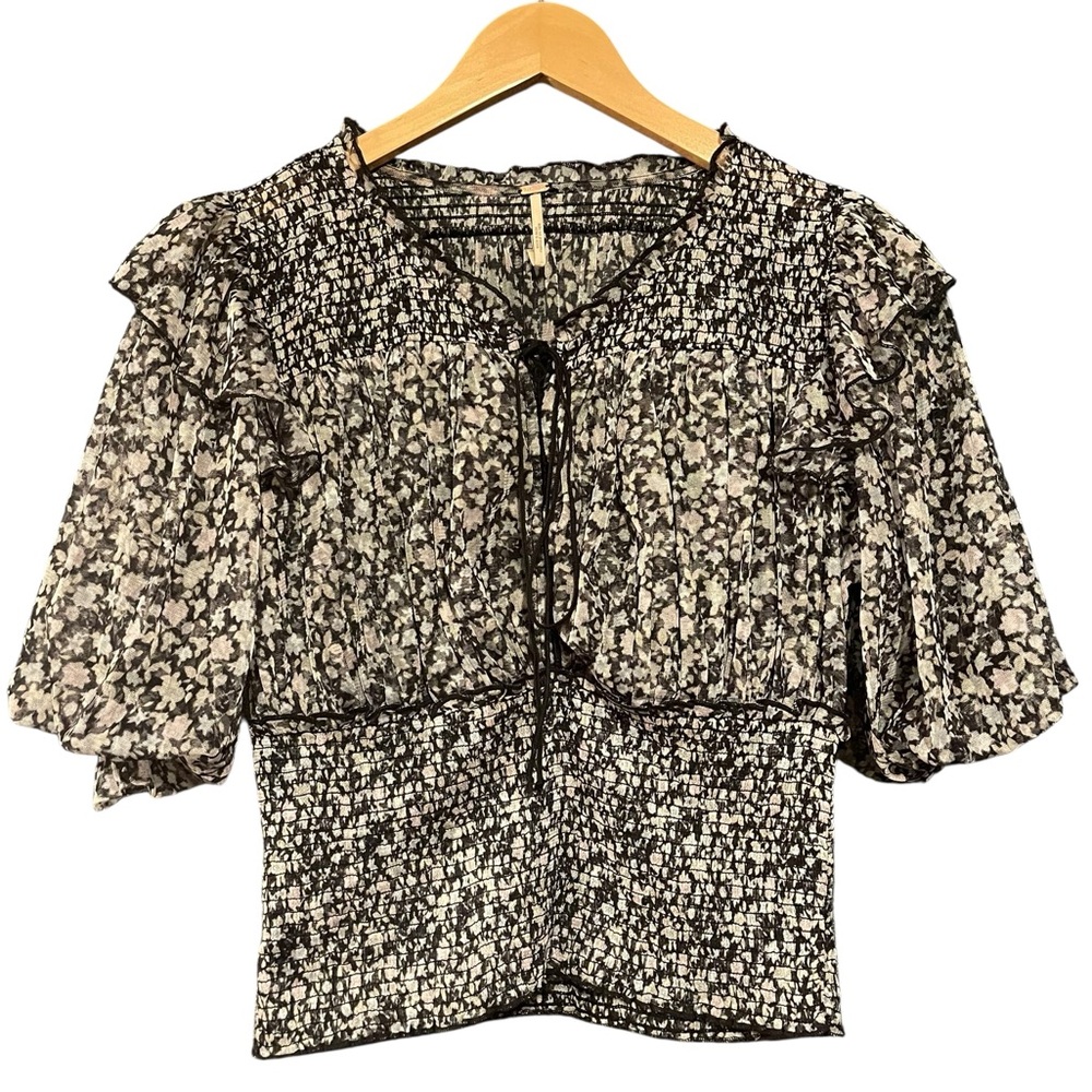 Free People Floral Milkmaids Blouse - Picture 2 of 4